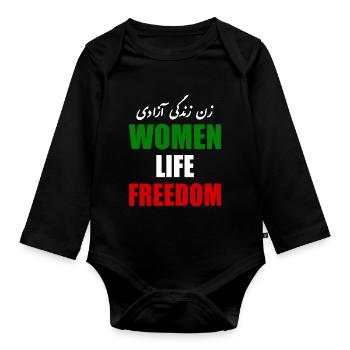 Women life freedom - Baby Bio-Langarm-Body - Schwarz - Vorne