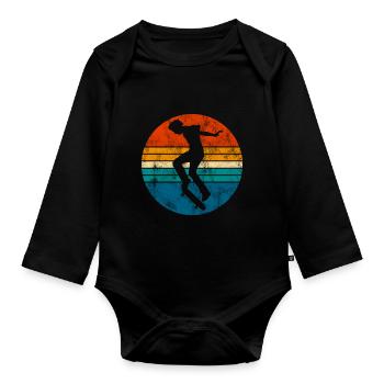 Skateboarder Skateboard Skater Skate Skateing - Body Bébé bio manches longues - noir - Devant