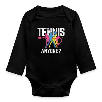 Tennisplatz Spruch Für Tennis - Baby Bio-Langarm-Body - Schwarz - Vorne