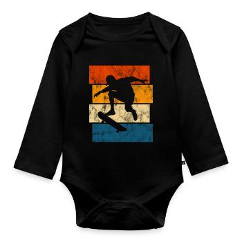 Skateboarder Skateboard Skater Skate Skateing - Body Bébé bio manches longues - noir - Devant