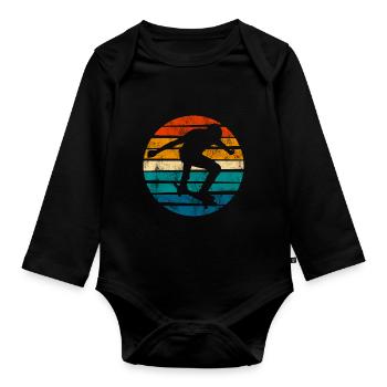 Skateboarder Skateboard Skater Skate Skateing - Body Bébé bio manches longues - noir - Devant