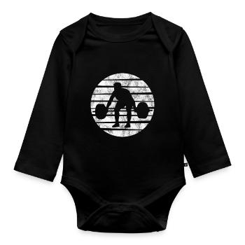 Musculation Bodybuilder GYM Fitnessstudio Retro - Body Bébé bio manches longues - noir - Devant