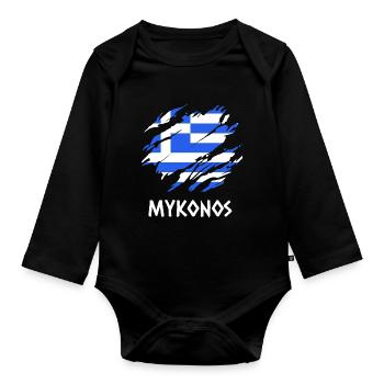 Mykonos Griechenland - Baby Bio-Langarm-Body - Schwarz - Vorne