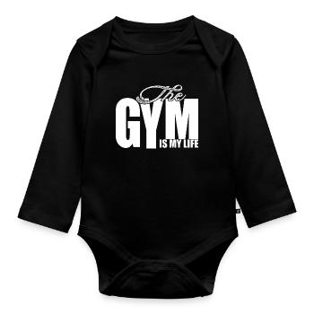 Gym Bodyuilder Fitness T-shirt Geschenkidee - Baby Bio-Langarm-Body - Schwarz - Vorne