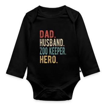 Zookeeper Papa Husband Held - Organic Longsleeve Baby Bodysuit - black - Front