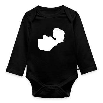 Sambia Landkarte Flagge - Baby Bio-Langarm-Body - Schwarz - Vorne