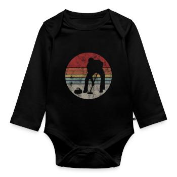 Ice Curling Curler Curling Retro Gift - Organic Longsleeve Baby Bodysuit - black - Front