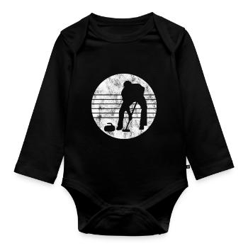 Curling sur glace Curling Retro Cadeau - Body Bébé bio manches longues - noir - Devant