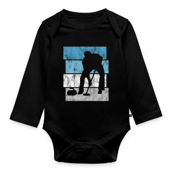 Curling sur glace Curling Retro Cadeau - Body Bébé bio manches longues - noir - Devant