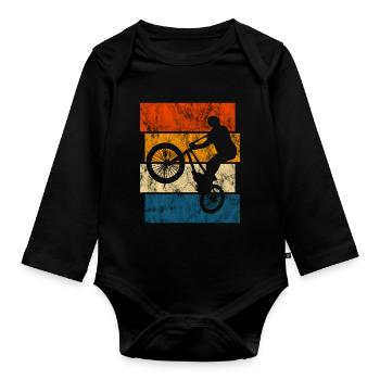 BMX Bike Bike Retro Gift Bicycle Motocross - Organic Longsleeve Baby Bodysuit - black - Front