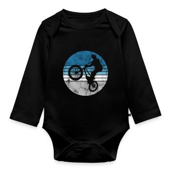 BMX Rad Fahrrad Retro Geschenk Bicycle Motocross - Baby Bio-Langarm-Body - Schwarz - Vorne