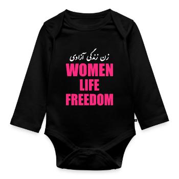 Women life freedom - Body Bébé bio manches longues - noir - Devant