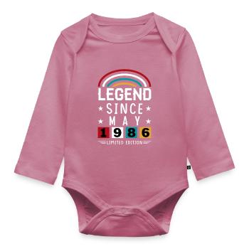 1986 Légende depuis le cadeau d’anniversaire Mai - Body Bébé bio manches longues - mauve - Devant