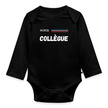 super collègue - t-shirt assorti - Body Bébé bio manches longues - noir - Devant