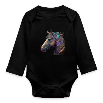 PFERD IM WIND - Baby Bio-Langarm-Body - Schwarz - Vorne