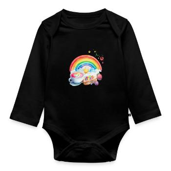 LUNCH - RAINBOW - Organic Longsleeve Baby Bodysuit - black - Front