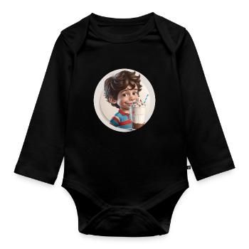 Vanille Milchshake Boy - Schokolade - Baby Bio-Langarm-Body - Schwarz - Vorne