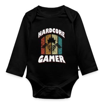 Conception de jeu rétro hardcore - Body Bébé bio manches longues - noir - Devant