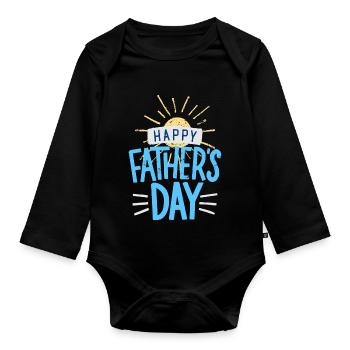 Happy Fathers day - Baby Bio-Langarm-Body - Schwarz - Vorne