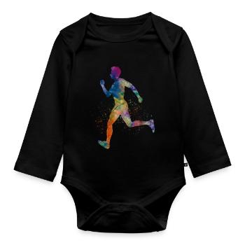 Athlet Läufer - Baby Bio-Langarm-Body - Schwarz - Vorne