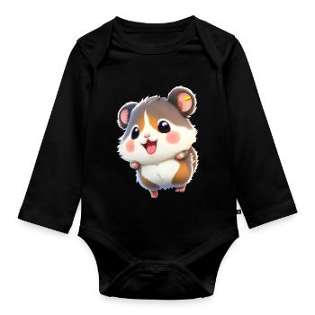 Süßer Hamster - Baby Bio-Langarm-Body - Schwarz - Vorne