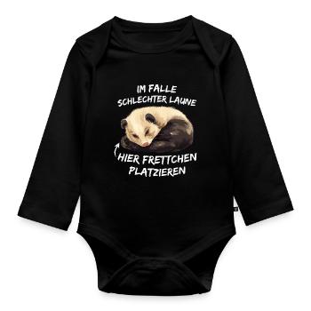 Süßes Frettchen Spruch Im Falle Schlechter Laune - Baby Bio-Langarm-Body - Schwarz - Vorne