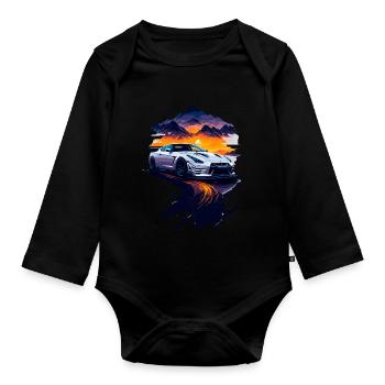 Sports car - Organic Longsleeve Baby Bodysuit - black - Front