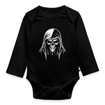 Tête de faucheuse sinistre - Body Bébé bio manches longues - noir - Devant