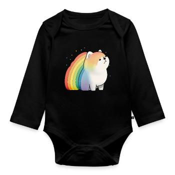 Akita Inu Hund Bunte Farben Regenbogen Kunst Anime - Baby Bio-Langarm-Body - Schwarz - Vorne