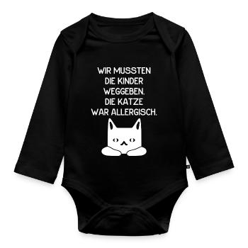 Katze war allergisch - Baby Bio-Langarm-Body - Schwarz - Vorne