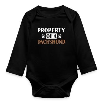 Property Of A Dachshund - Organic Longsleeve Baby Bodysuit - black - Front