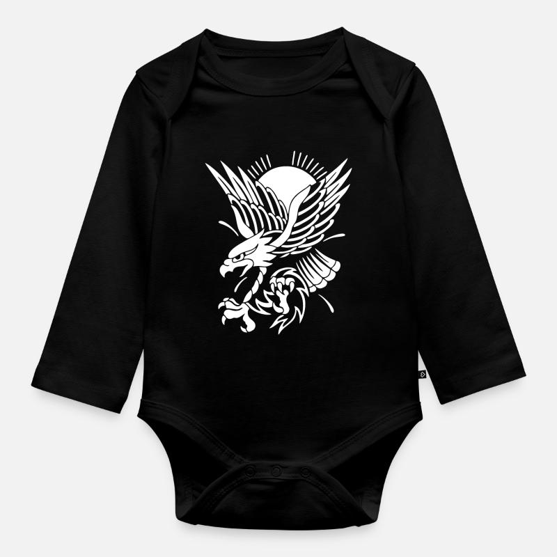 Eagle approaching - Organic Longsleeve Baby Bodysuit - black