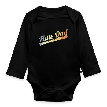 Père flûte - Body Bébé bio manches longues - noir - Devant