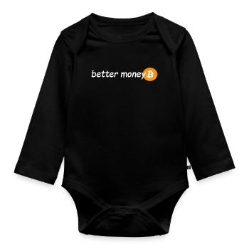 better Money - Organic Longsleeve Baby Bodysuit - black - Front