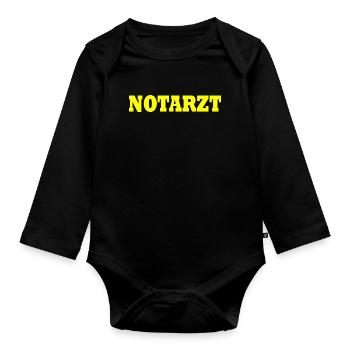 Notarzt - Baby Bio-Langarm-Body - Schwarz - Vorne