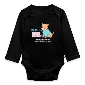 Arbeit im Pyjama Design für stolze Pinoys - Baby Bio-Langarm-Body - Schwarz - Vorne