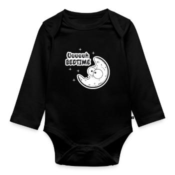 Der Mond sieht alles - Uuuuh bedtime - Spruch - Baby Bio-Langarm-Body - Schwarz - Vorne