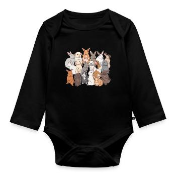 Conception de famille de lapin mignon pour les propriétaires de lapins - Body Bébé bio manches longues - noir - Devant