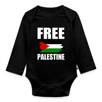 Free palestine - Body Bébé bio manches longues - noir - Devant