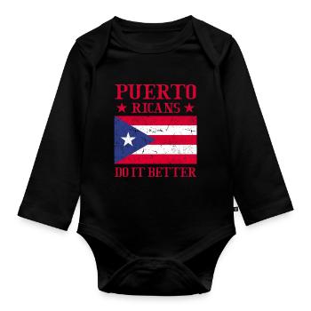 Puerto Rico Flagge | Puerto Ricaner Geschenkideen - Baby Bio-Langarm-Body - Schwarz - Vorne