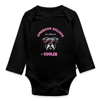 Bouledogue américain chien normal mais plus frais - rose - Body Bébé bio manches longues - noir - Devant