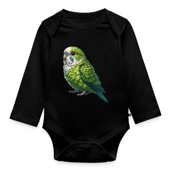 Perroquet Oiseau Perroquet Perroquet - Body Bébé bio manches longues - noir - Devant