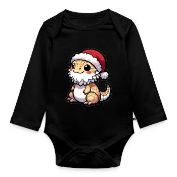 Mignon dragon barbu Noël - Body Bébé bio manches longues - noir - Devant