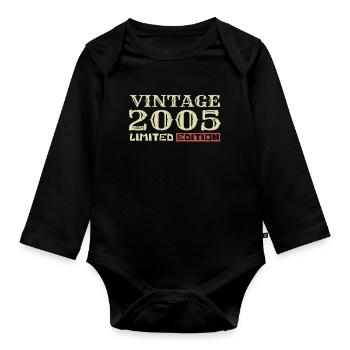 2005 Vintage :19e Anniversaire Cadeau Rétro Unique - Body Bébé bio manches longues - noir - Devant