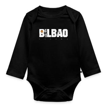 Big Bad Typographie en détresse avec drapeau espagnol - Body Bébé bio manches longues - noir - Devant