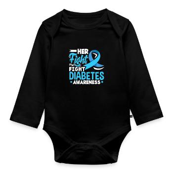 T1D Diabetes Type 1 Diabetic Gift - Organic Longsleeve Baby Bodysuit - black - Front