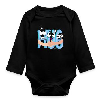 Blue Cartoon Cuddle - Humorous - Organic Longsleeve Baby Bodysuit - black - Front