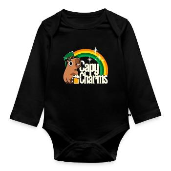 St. Patrick's Day - Capy Regenbogen Charms - Baby Bio-Langarm-Body - Schwarz - Vorne