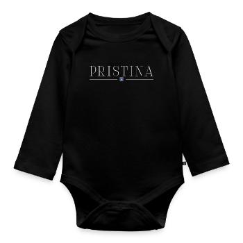 Pristina, T-shirt de conception de style Kosovo - Body Bébé bio manches longues - noir - Devant