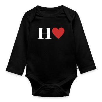 Buchstabe h rotes Herz - Baby Bio-Langarm-Body - Schwarz - Vorne